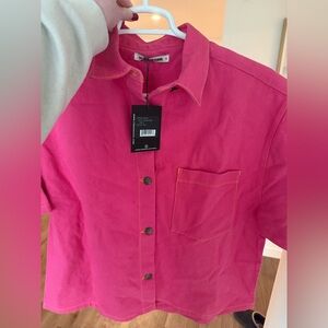 Trendy Pink Casual Button Down Shirt